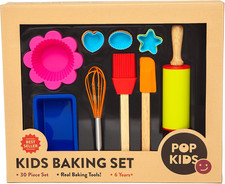 Pop Kid'S 30-Piece Real Baking Tools for Kids Sized Cooking Bakeware Set with Si