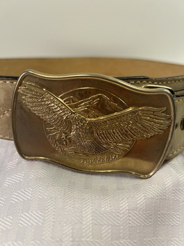 Vintage Western Belt with two Buckles Brass Eagle Bull Rider German Silver - Picture 5 of 23