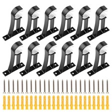 12 PCS Black Curtain Rod Brackets, Aluminium Alloy, Wall, Ceiling Mount Set
