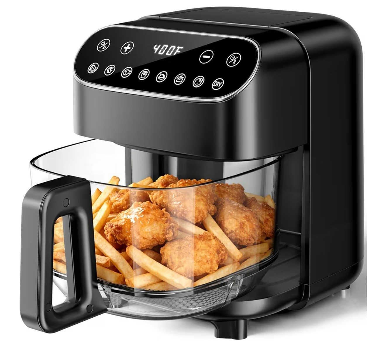 5QT Air Fryer with Glass Basket, 8 Presets, Visible PFAS-Fre