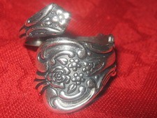 USA VINTAGE STYLE SILVER ROSE FLORAL SPOON RING SIZES 4-5 ADJUSTABLE RINGS