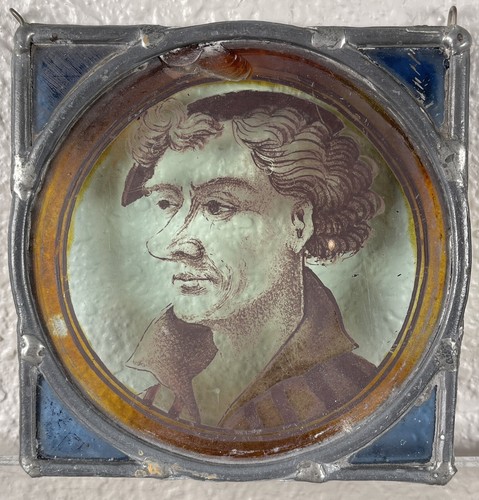 Antique 17th Century Dutch Flemish Stained Glass Peasant Man Window Panel #2 - Picture 5 of 7