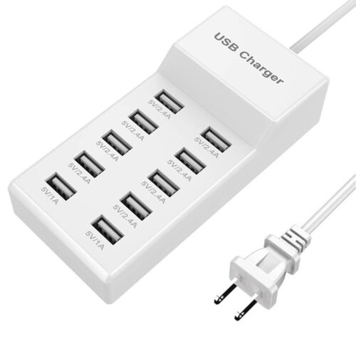 Adattatore di alimentazione a parete ricarica rapida stazione caricabatterie multi USB 10 porte per telefono - Foto 2 di 10
