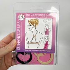 Braza Bra Converter Clip and Strap Holder Set Of 3 Clear Nude Black New
