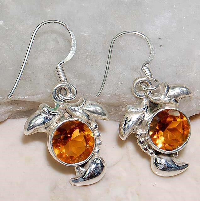 Natural Golden Citrine 925 Sterling Silver Earrings Jewelry @B15-7