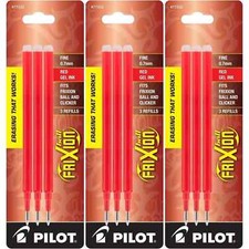 Pilot Refill for FriXion Erasable Gel Ink Pen, Red, 9/Pk 072838773326