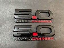 2015-2022 New 5.0 Roush Charged Parts Emblems Badge Gloss Black Redblack -2pcs