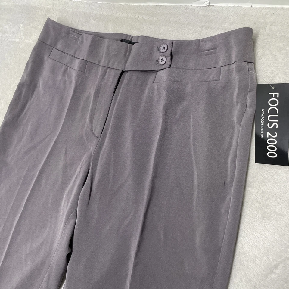 全新带标签 Focus 2000 灰色休闲裤 14 Flowy 珠光正装职业城市平前 — 第 3/4 张图片