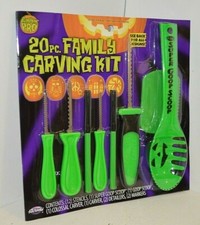 20 PC Halloween CARVING KIT Age 8 Pumpkin PRO CARVE 12 STENCILS 6 Tools Marker