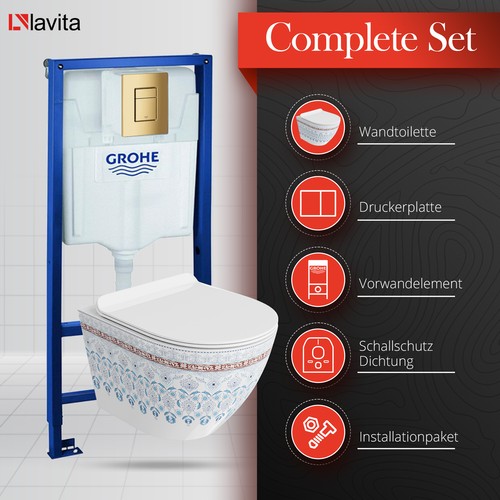 GROHE Vorwandelement Solido + Wand WC Sofi Slim Folklor + Knopf Set - Bild 26 von 29
