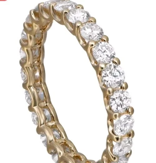 Prong Set Round Cut Lab Grown Diamond Eternity Band Ring 14K Yellow Gold 1.40Ctw - Image 2 of 3