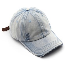 Casquette Baseball Trucker En Jean Délavé Réglable Unisexe Polyester