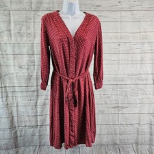 Gap Womens Dress Sz 4 Floral Button Front 3/4 Sleeve Belted V-Neck