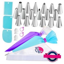  Piping Bags and Tips Set, 12 Inch 100 Anti B...