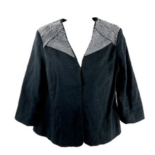 Chico's Size 1 Medium Chained Galloway Jacket Black Linen Career New With Tags