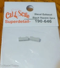 Cal-Scale #646 Diesel Exhaust Stack Square (2pcs in pkg) (HO Scale) Plastic