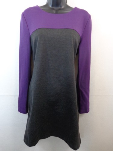 Michael Kors Dress Women's 10 Purple Grey Long Sleeve Shift Color Block - Picture 2 of 13