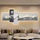 Black Illuminated Modern Wave Wall Relief Mural with LED Lights 60x120cm