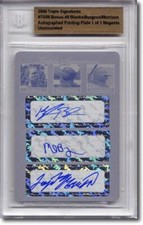 Kyle Blanks * Michael Burgess * Logan Morrison Autograph Rookie Auto Plate 1/1