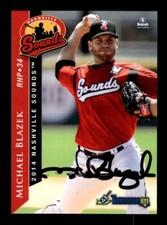 MICHAEL BLAZEK SIGNED 2014 BRANDT NASHVILLE SOUNDS #7 ON-CARD AUTO