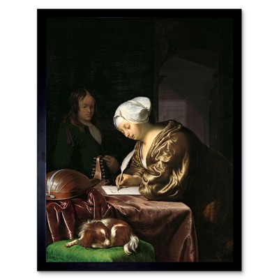 Frans Van Mieris The Letter Writer Painting Wall Art Print Framed 12x16