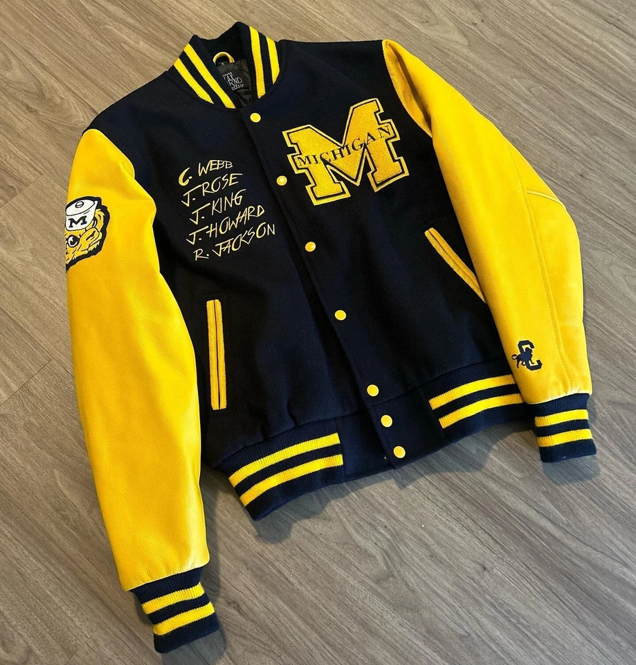 Michigan Wolverines Jacket Blue Vintage  Lettermen Varsity Jacket US Tarrif Paid - Image 4 of 4