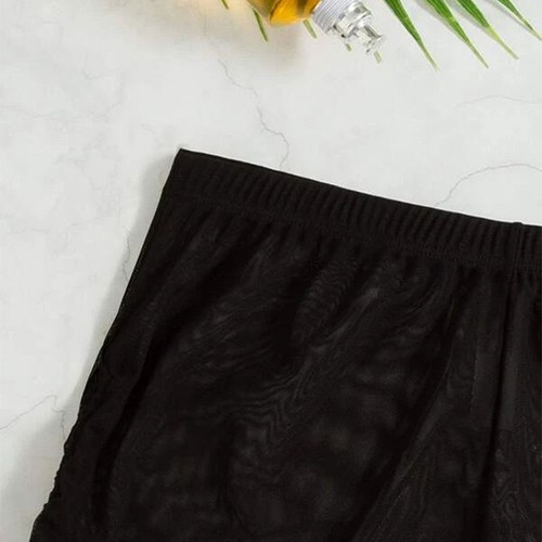 Women's Swim Shorts Solid Color Tropical Print Mesh Beachwear Bottoms - Bild 3 von 7