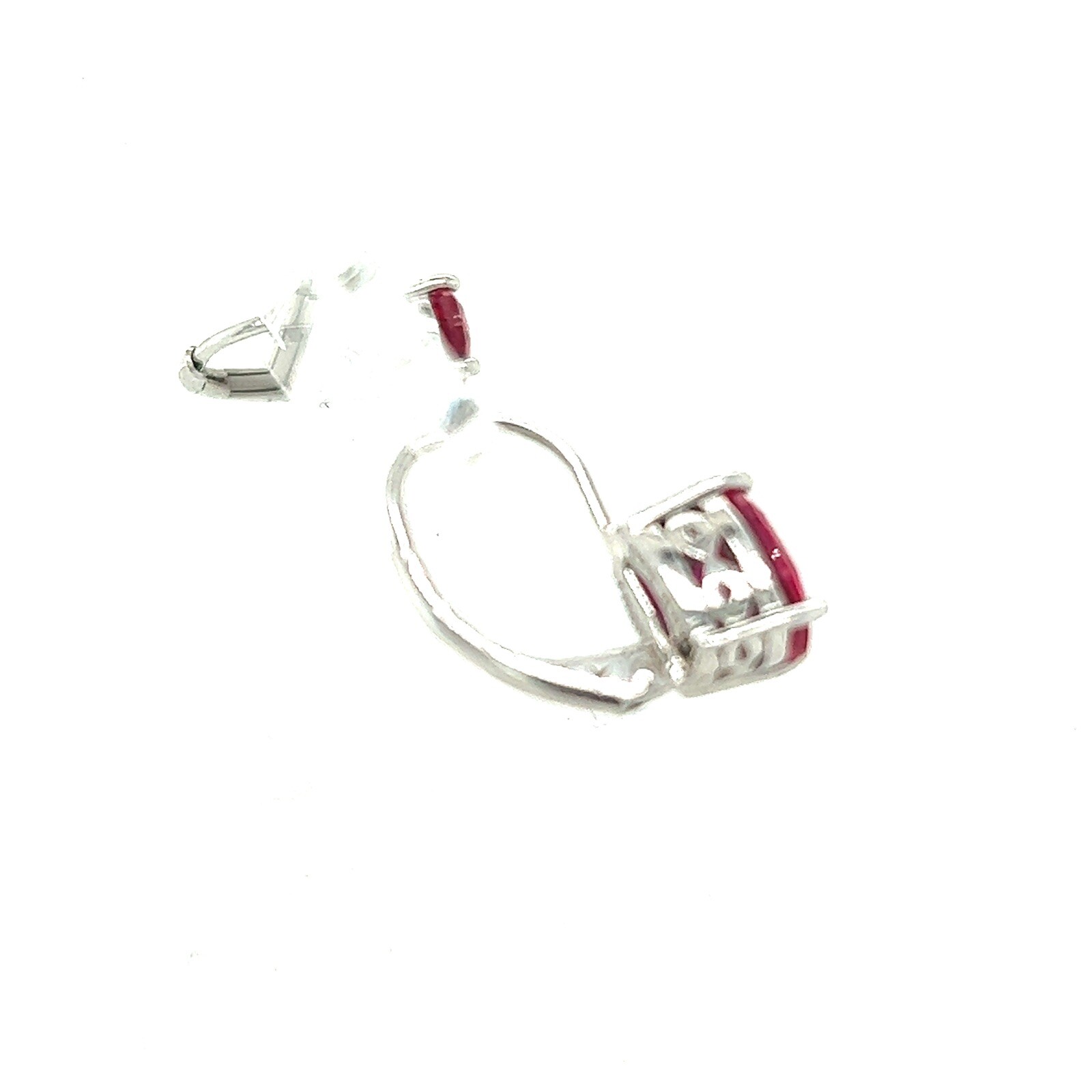Rhodium-Plated Sterling Silver Imitation Ruby Lev… - image 3