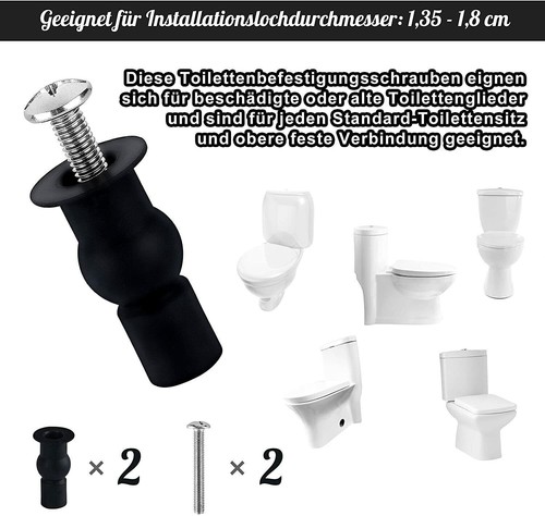 2-teilig Universal Toilette Schrauben Toilettensitz Befestigung WC Sackloch - Bild 4 von 7