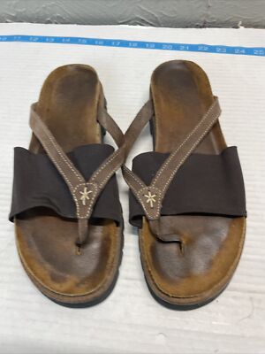 Naot Jennifer Sandals Thong Flip Flops Stretch Strap Leather Womens Size 