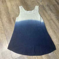 Cabi Womens Tank Top Size Small Blue Cream Ombre Open Knit Sleeveless Hi-Low