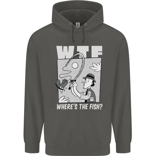Wheres the Fish WTF Funny Fishing Fisherman Childrens Kids Hoodie - Picture 32 of 74