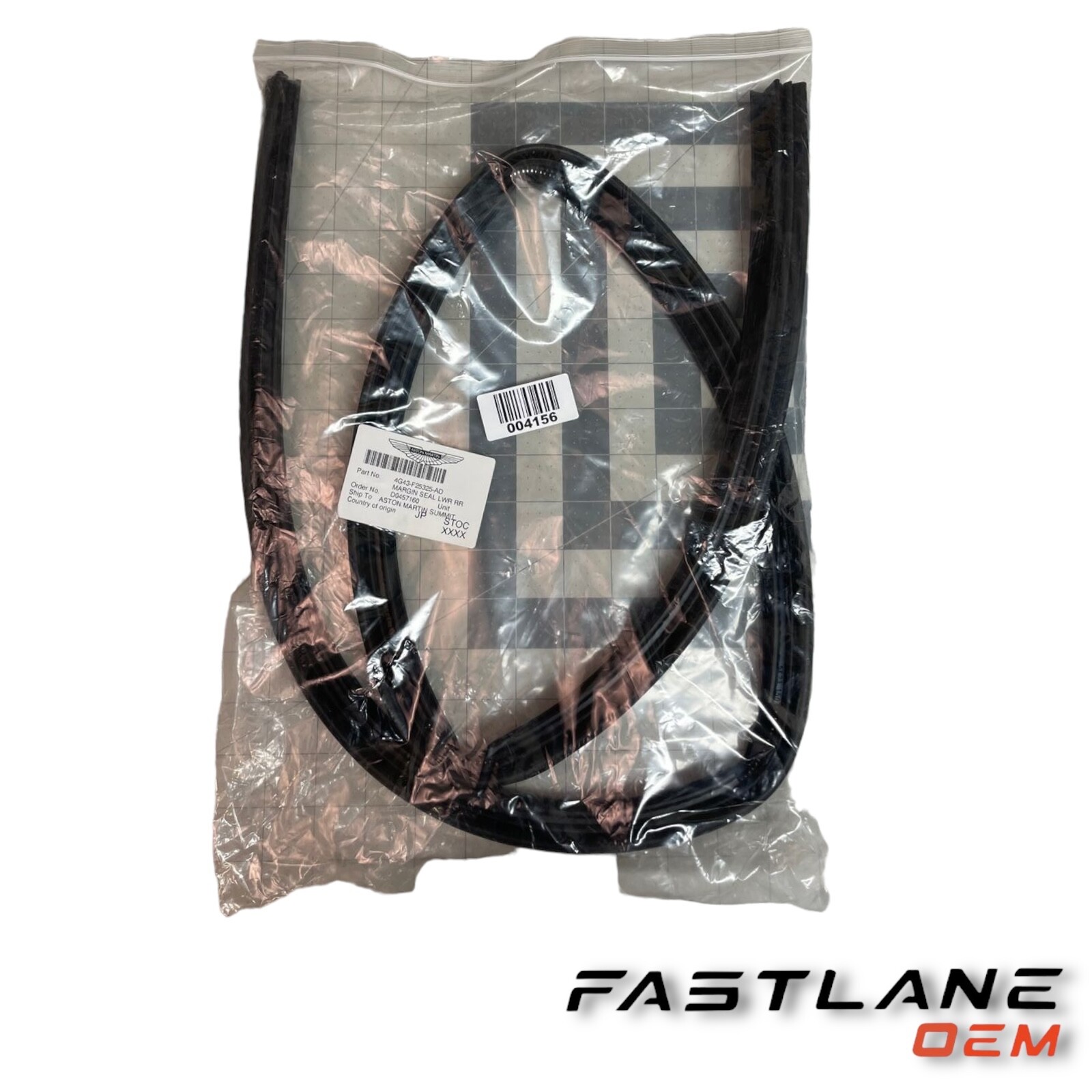 2004-2012 ASTON MARTIN DBS SEAL, MARGIN LOWER REAR, LH NEW OEM 4G43-F25325-AD