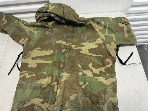 USGI M81 Woodland BDU Cold Weather Parka Goretex Rain Jacket Medium Regular Fade - Picture 2 of 5