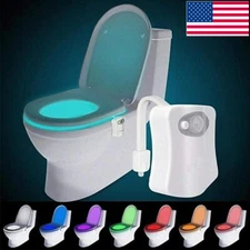 2024 Toilet Night Lights LED Motion Activated Sensor Bowl Lamp 16 Color Bathroom