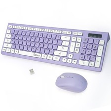 Wireless Keyboard and Mouse Combo, Full-Sized Wireless Keyboard and Adjustabl...