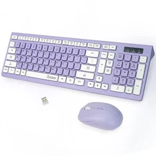 Wireless Keyboard and Mouse Combo, Full-Sized Wireless Keyboard and Adjustabl...