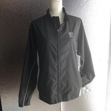 FJ Footjoy Windbreaker Large Black Color Block Elastic Wrist Zipper Pocket