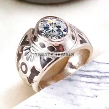 Moissanite Oval Cut Gemstone With 925 Sterling Silver Ring For Men's #A398