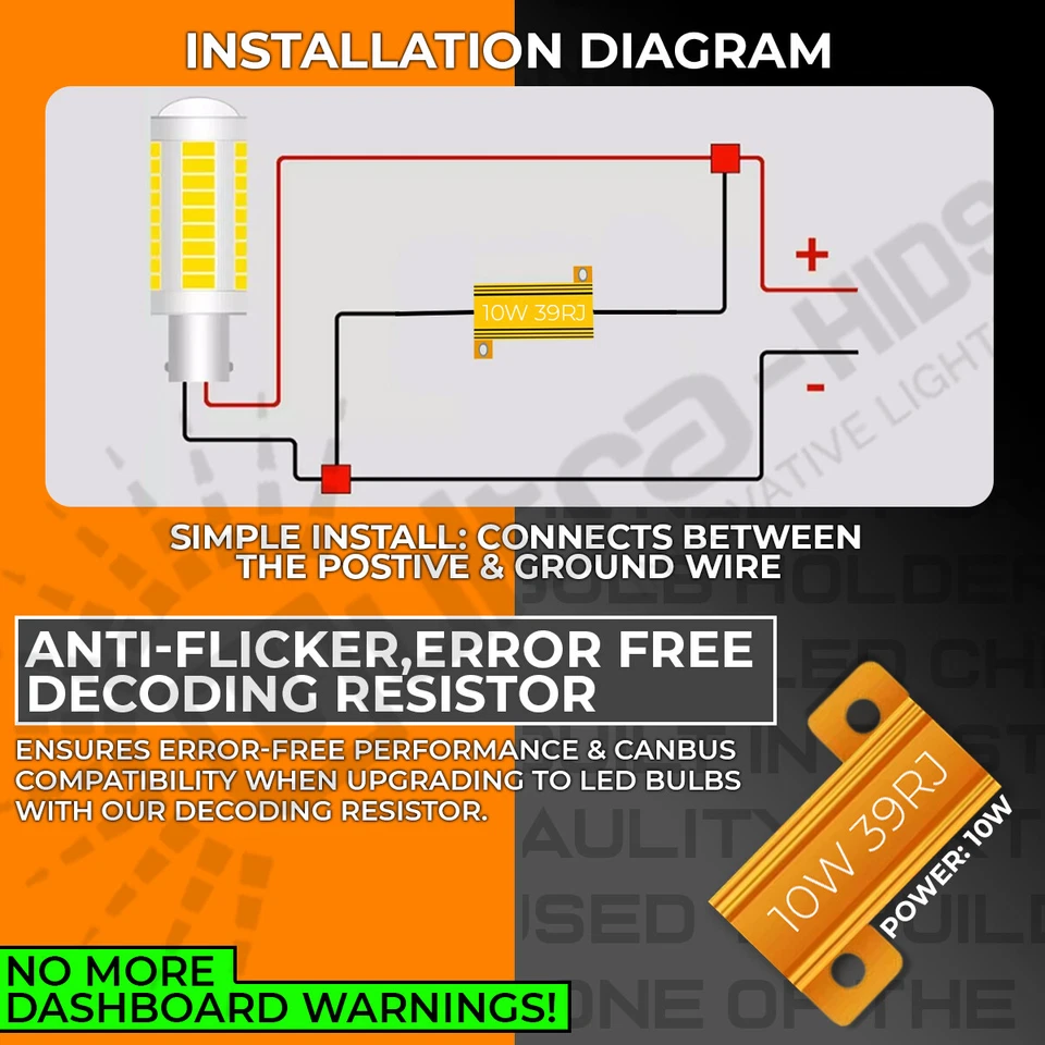2 x 10w 39 OHM LED RESISTOR DECODER CANCELLER CANBUS number plate vw audi skoda - Image 3 of 4