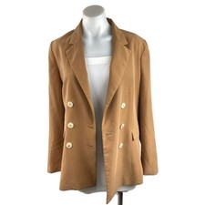 Mng Suit Brown Double Breasted Long Sleeve Career Business Blazer Jacket Size 8