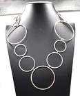 Vtg Circle Link Silver Tone Statement Necklace Costume Jewelry