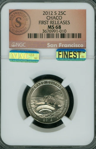 2012 S CHACO LOGO PARKS QUARTER NGC MS68 PQ FR MAC FINEST  MAC SPOTLESS *