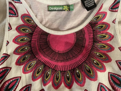 Desigual Girls Colorful Bright Pink/Red Pattern Dress, Size 13/14 - Picture 5 of 6
