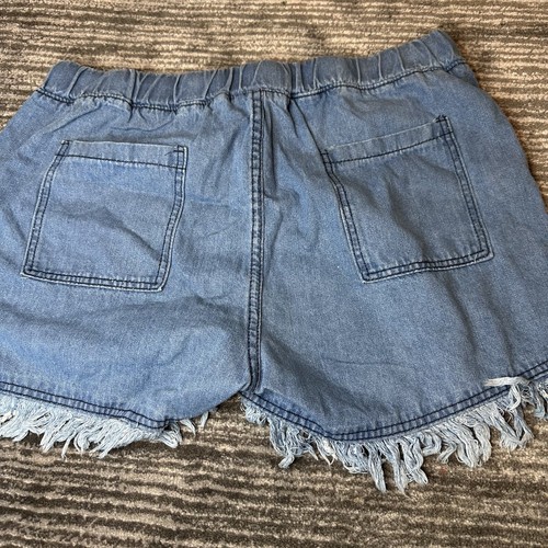 Denim Shorts Womens XXL Fringe Hem Drawstring Stretch High Rise Casual Pull On - Picture 9 of 10