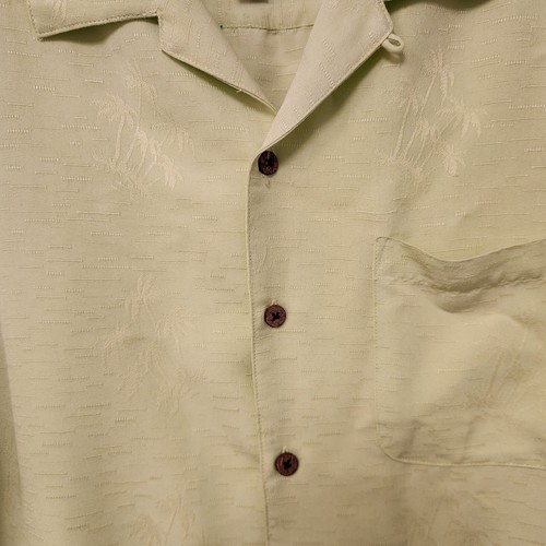 Havana Jacks Cafe Hawaiian Shirt Yellow Palm Trees Embroidered Button Up Large - Picture 5 of 15