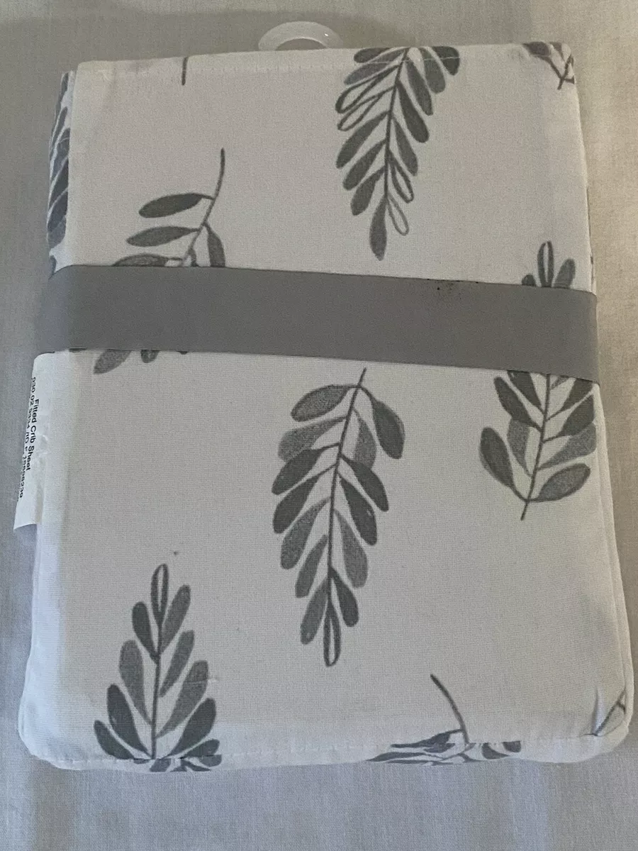 Cloud Island Gray Fern Fitted Crib Sheet gray white nursery crib
