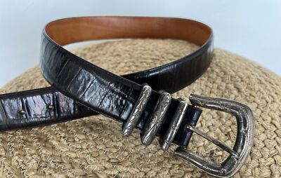 Brighton Croc Embossed Leather Belt Brighton Belt Reversible Brown or Black Croc Embossed  main image 2