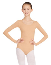 CAPEZIO Women's Team Basic Long Sleeve Leotard Size XS - Light Suntan/Tan NWT