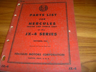 Hercules JX-4 Series Engine & Power Unit Parts Catalog Manual